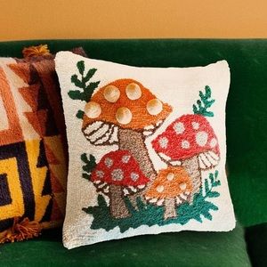 Shroomy Mushroom Pom Pom Wool Hook Pillow